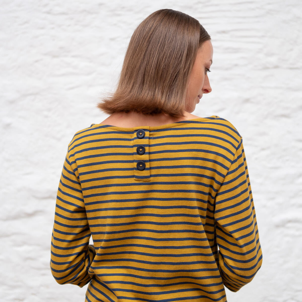 BIBICO Classic Sailor Tee in Navy + Chartreuse Stripe