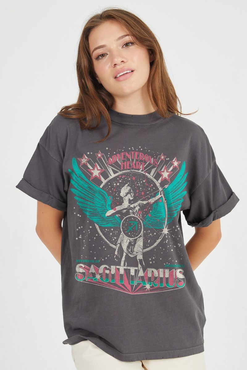 GIRL DANGEROUS Zodiac Tee in Vintage Black
