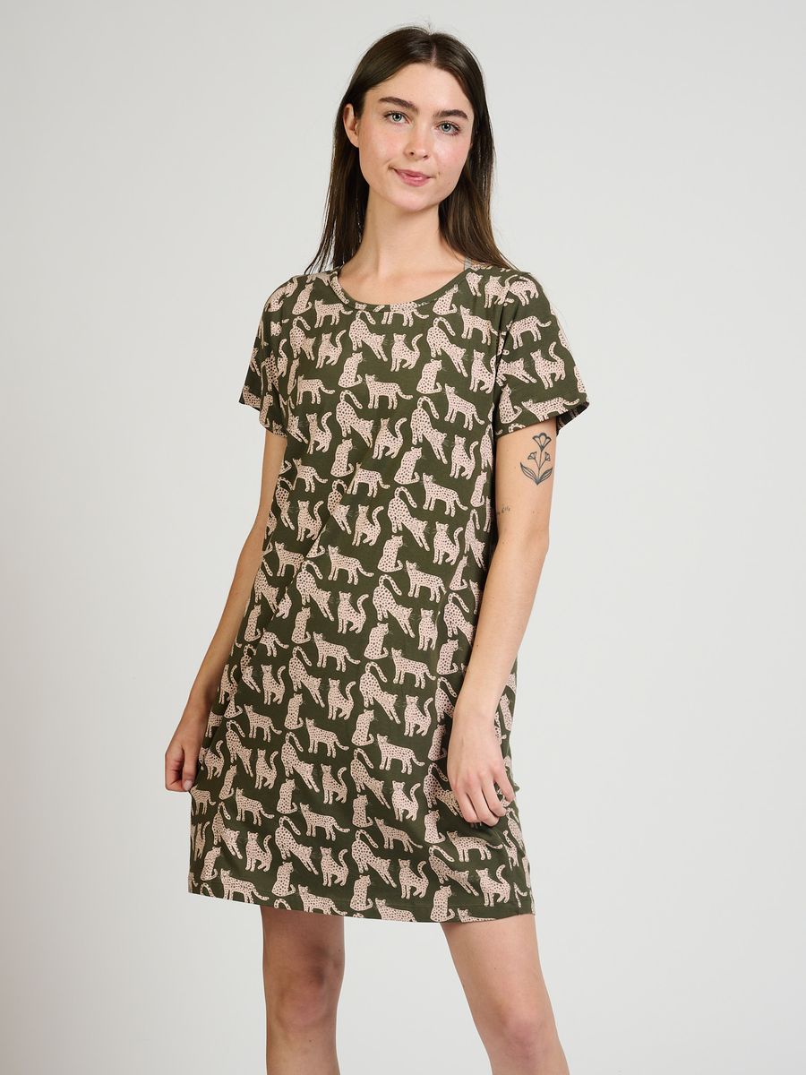 Mata Traders Hudson Shirt Dress Leopard Green