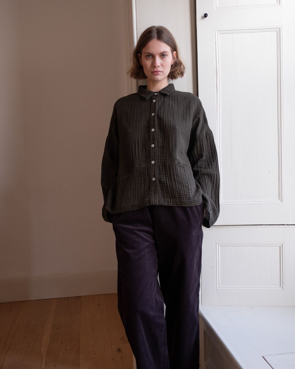 BIBICO Anya Relaxed Blouse Olive Check