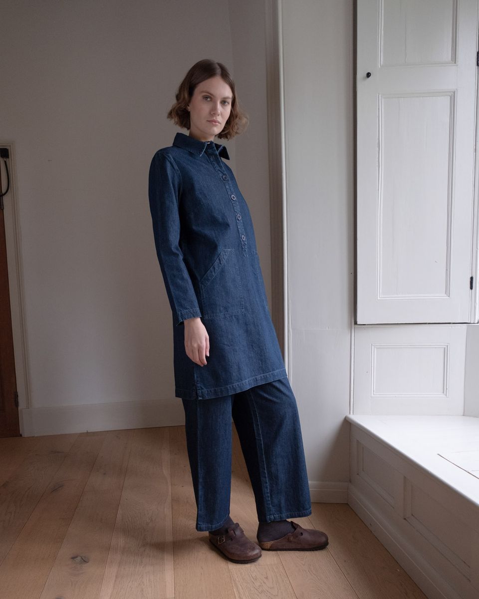 BIBICO Short Tara Shirt Dress in Heavy Denim