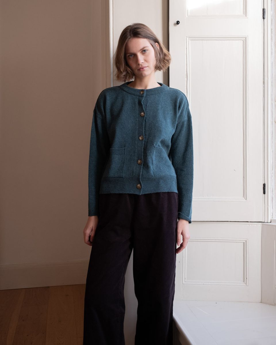BIBICO Mira Cropped Cardigan in HunterTeal