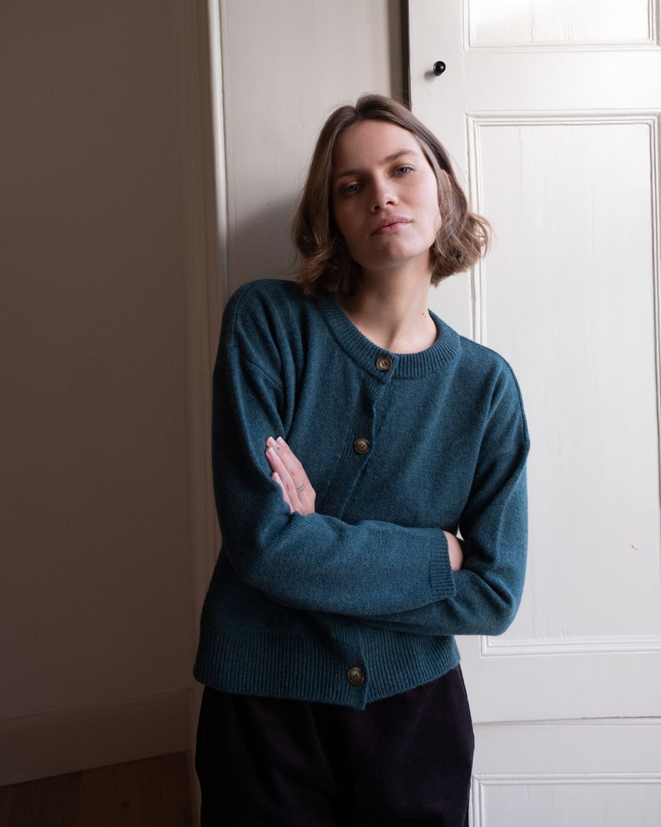 BIBICO Mira Cropped Cardigan in HunterTeal