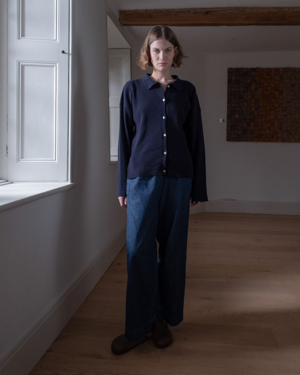 BIBICO Ashley Polo Cardigan in Navy