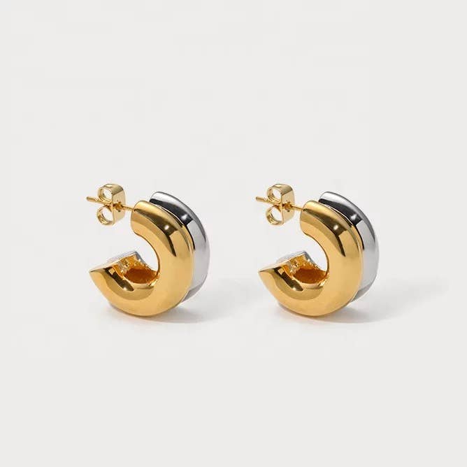 SAHIRA Kylie Two-Tone Hoops