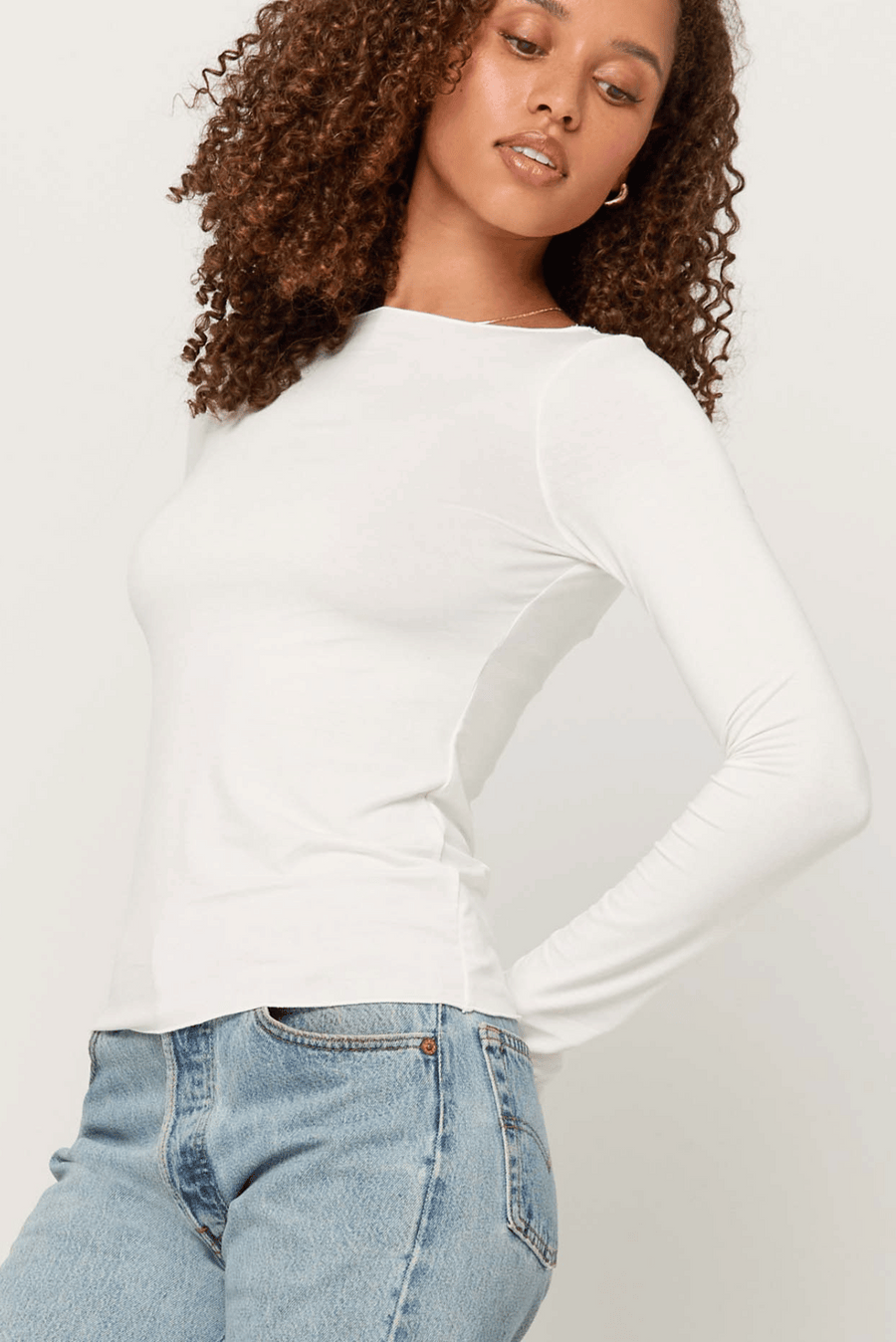 PROJECT SOCIAL T Vera Boatneck Long Sleeve in White