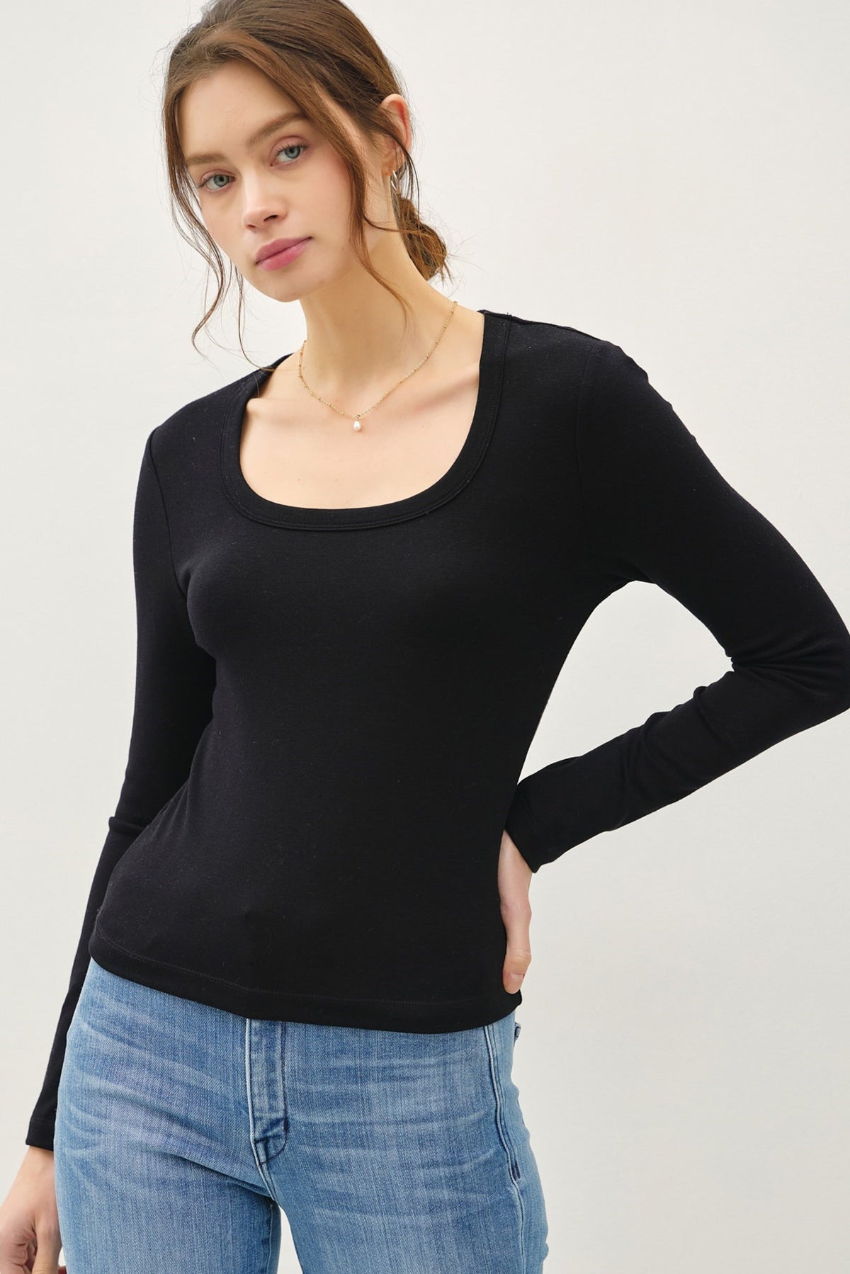 NYLAND Bridget Soft L/S Scoop Neck Tee Black