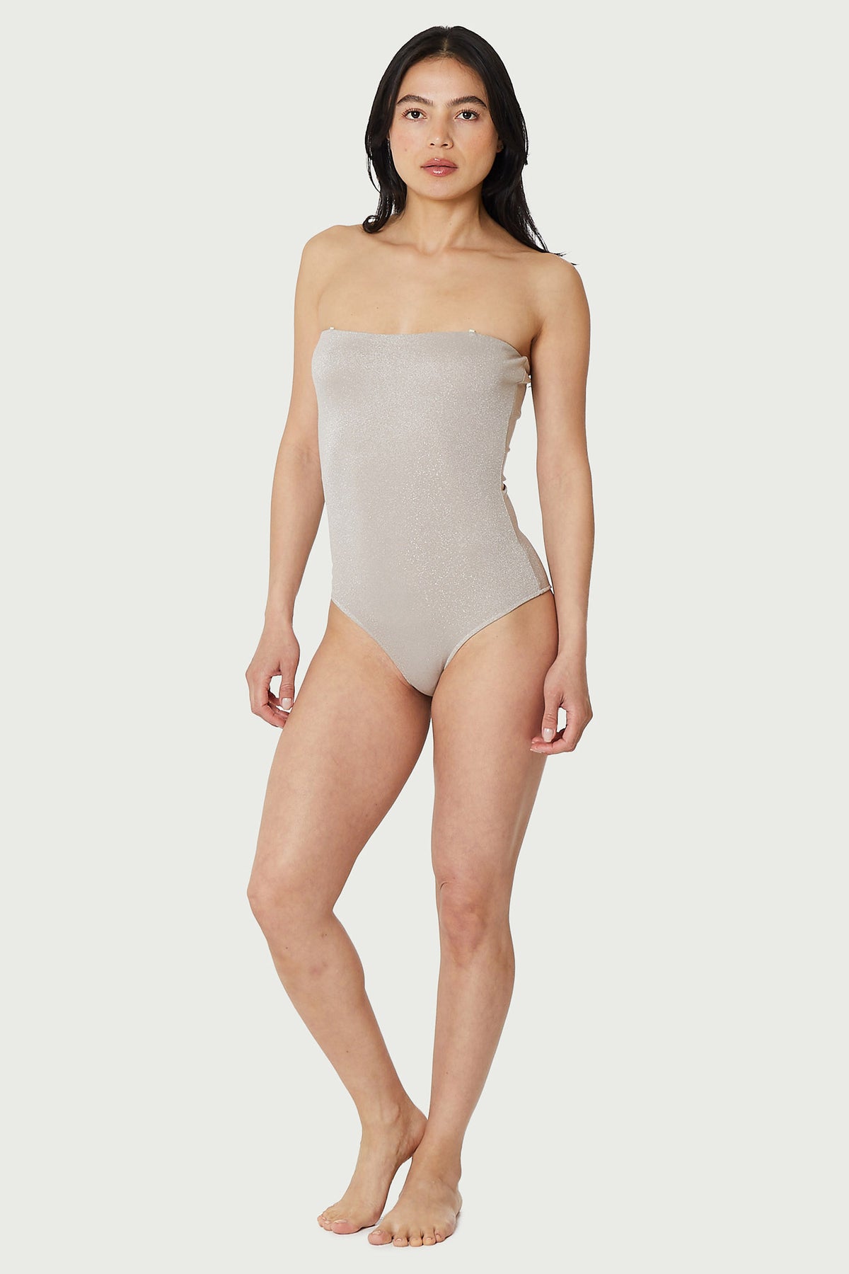 Find Me Now Light Lurex Tube Top One Piece Eclipse Liquid Silver