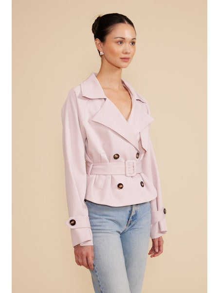 Lucy Paris Estelle Cropped Trench Light Pink