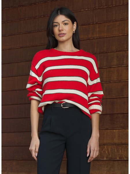Stitches & Stripes Trinity Pullover Crimson Combo
