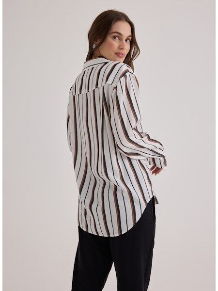 Bella Dahl Boyfriend Button Down Shirt in Autumn Lurex Stripe