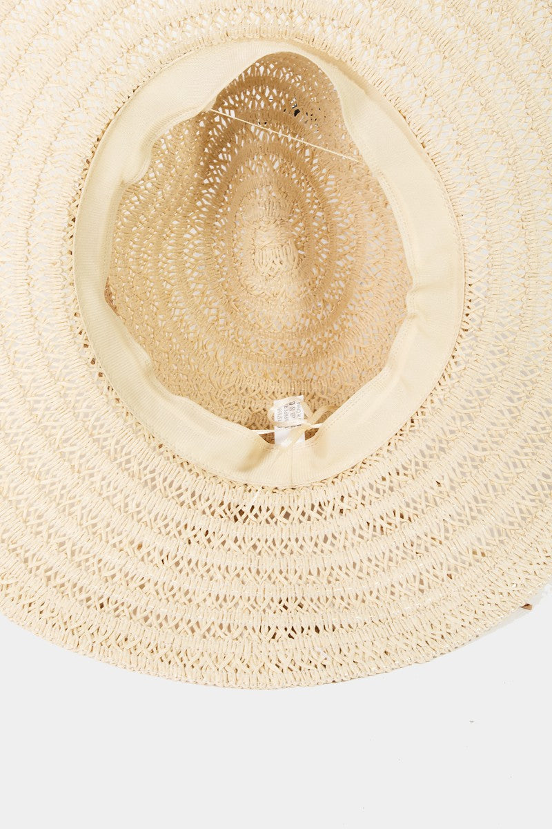 NYLAND Echo Straw Braided Ribbon Strap Sun Hat ivory
