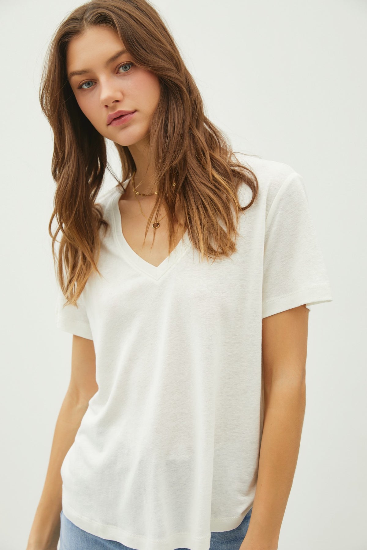 NYLAND Beatrix Ultra Soft V-Neck T-Shirt Off White