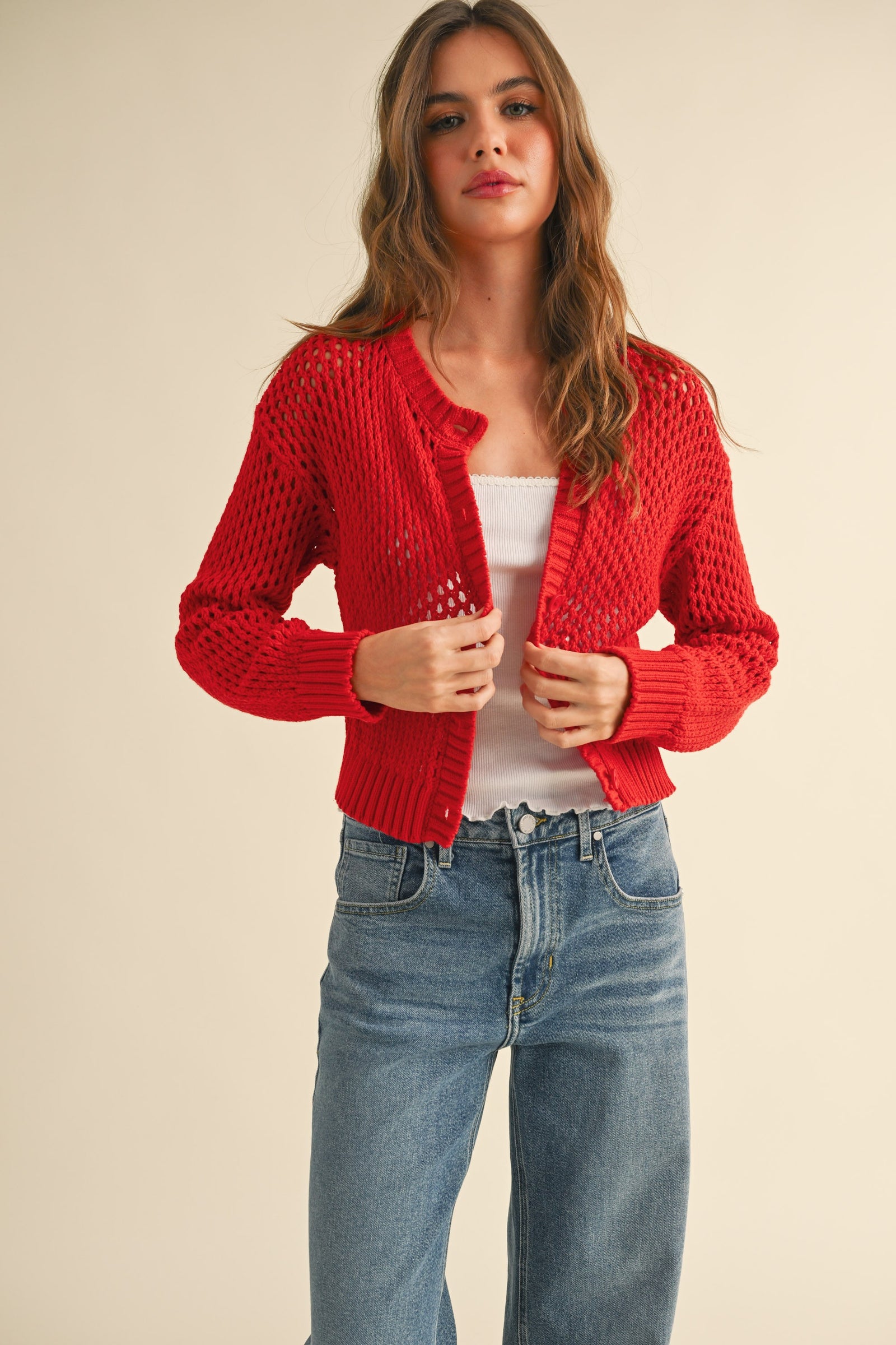 NYLAND Shelly Crochet Knitted Cardigan