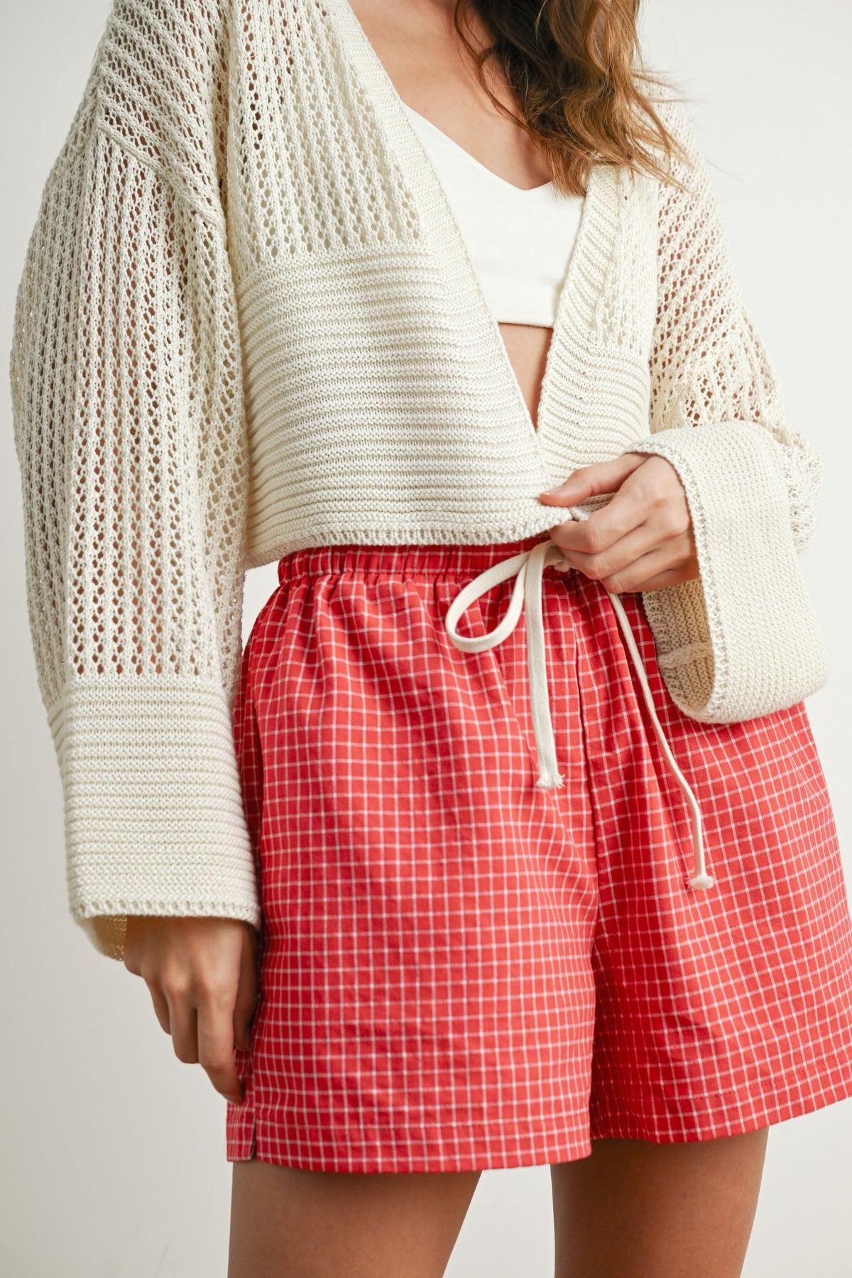 NYLAND Lune Wide Sleeve Textured Crop Cardigan Sweater