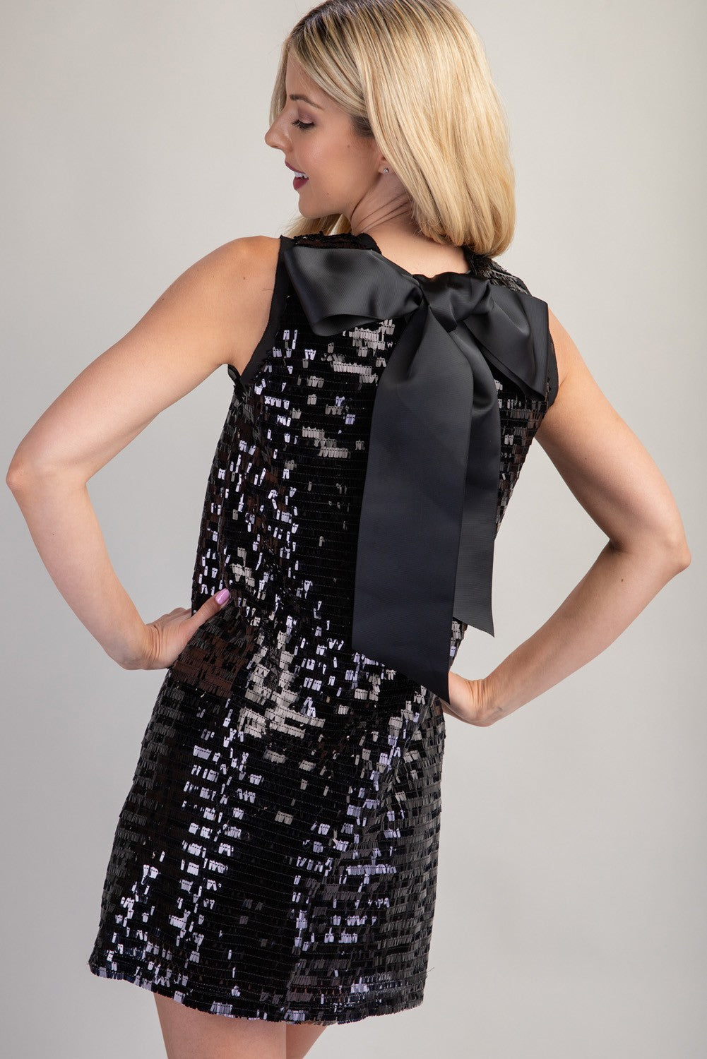 NYLAND Donna Sequin Sleeveless Mini Dress Black