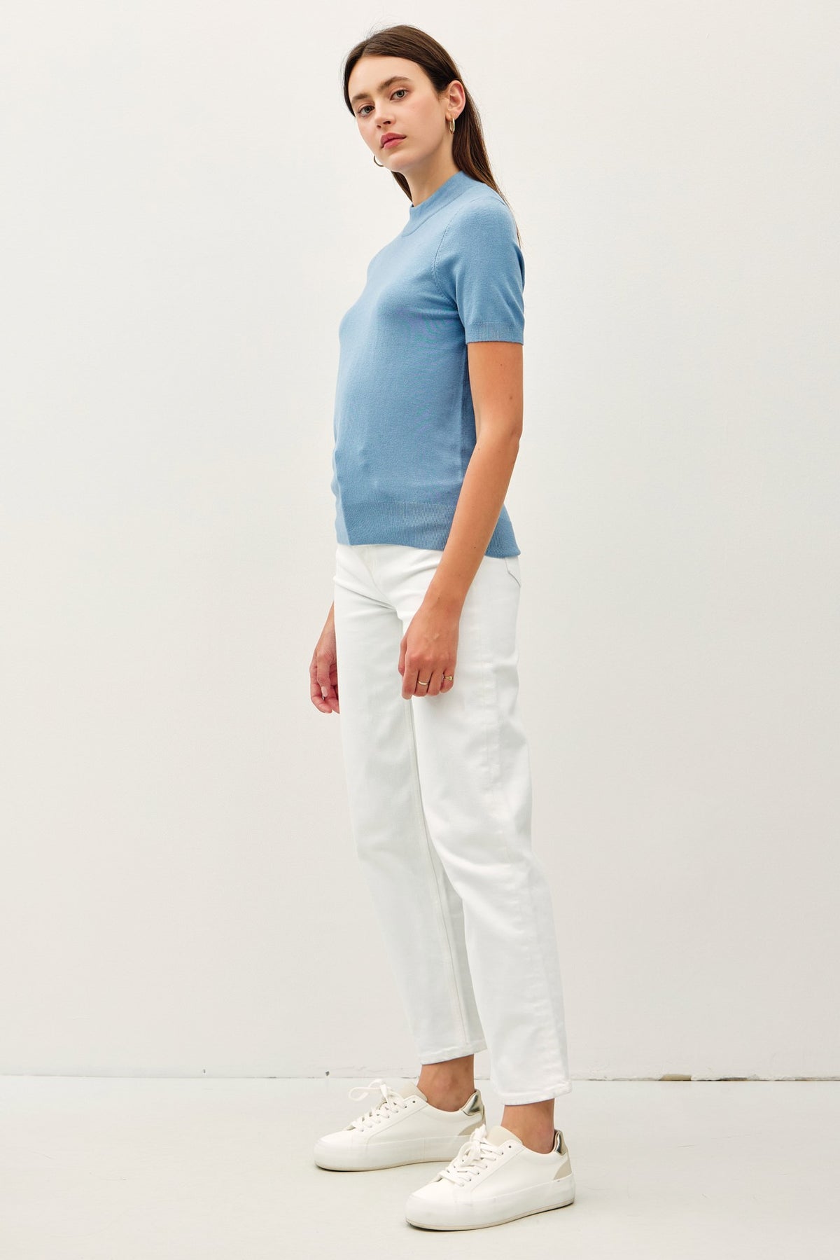 NYLAND Phillis SS Mockneck Knit Sweater Top