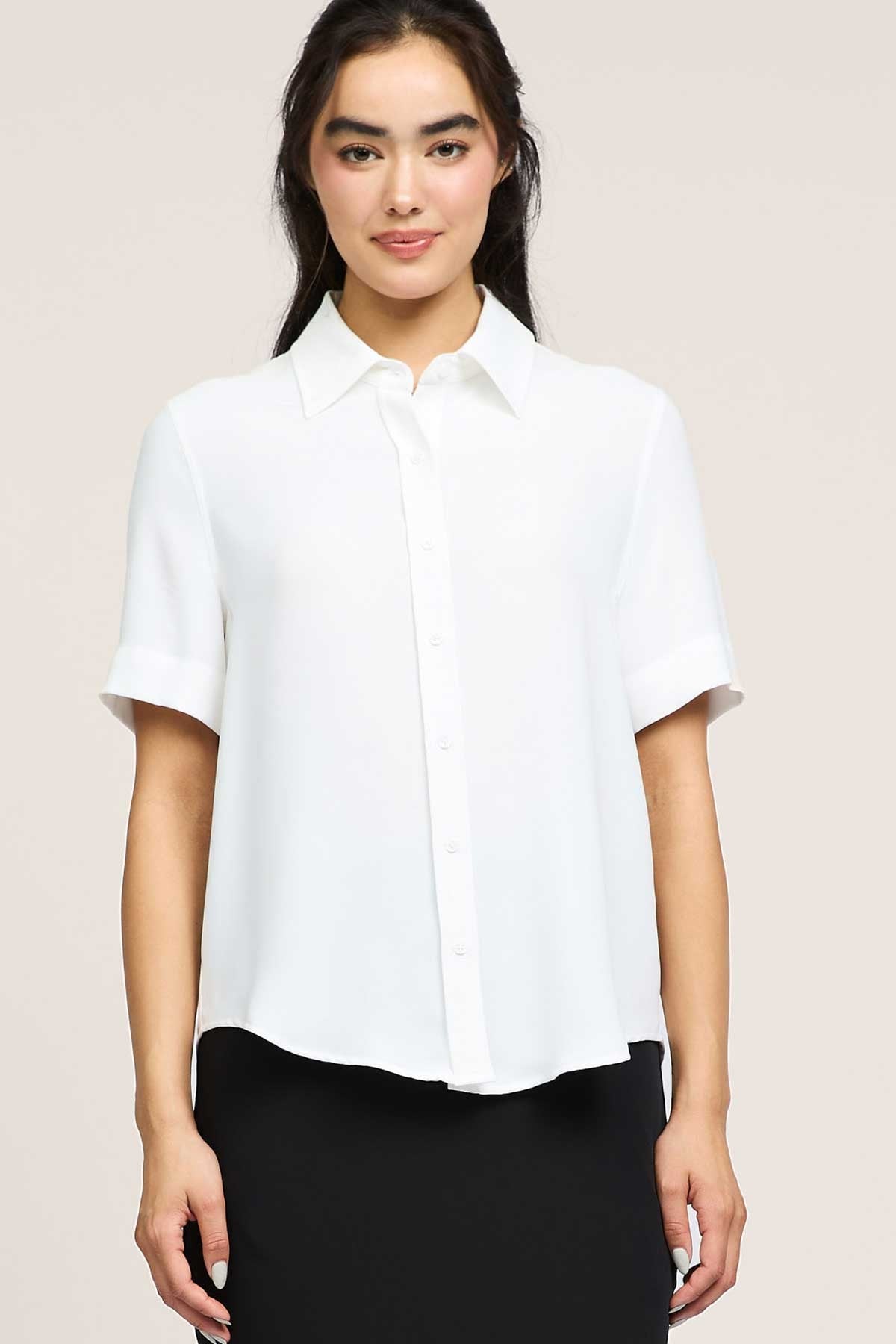 NYLAND Delore Half Sleeve Button Down Shirt White