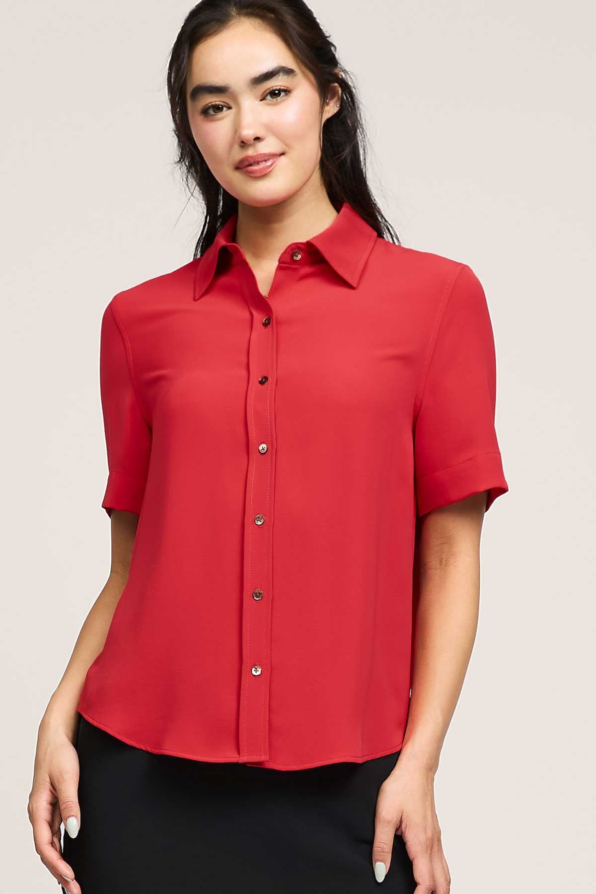 NYLAND Delore Half Sleeve Button Down Shirt Red