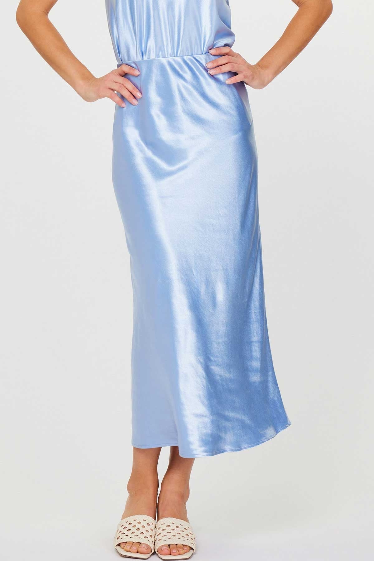 NYLAND Renna Midi Length Bias Skirt Cloudy Blue