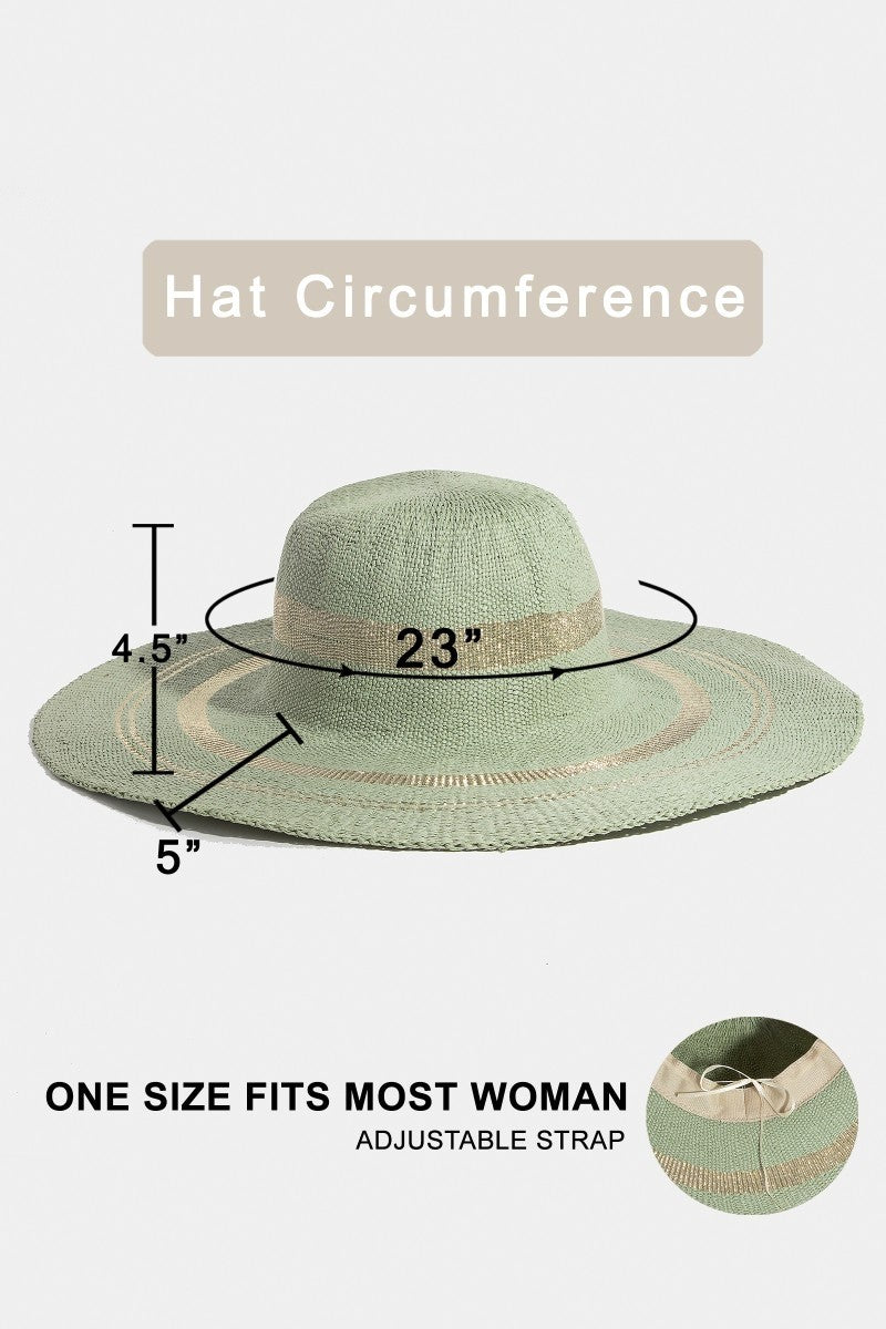 NYLAND Talullah Metallic Accent Trim Floppy Sun Hat Tan