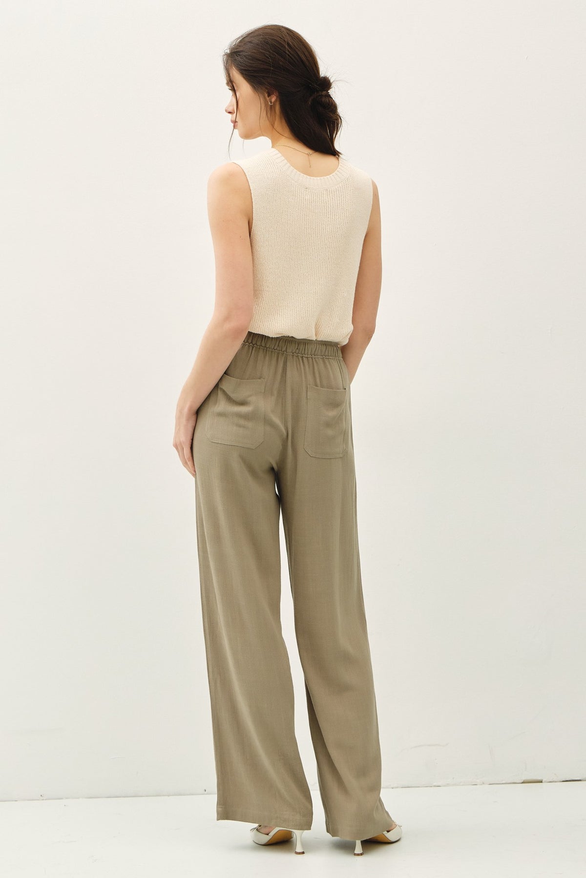 NYLAND Brenna Drawstring Wide Leg Linen Pants