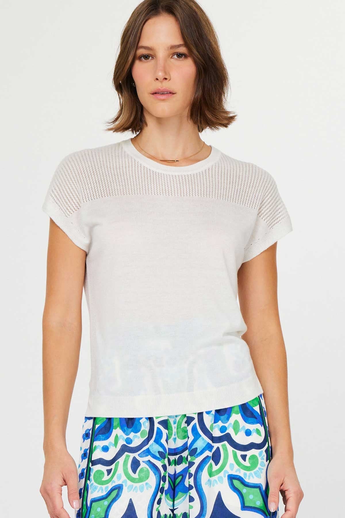NYLAND Uma SS Oversized Sweater Top White