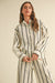NYLAND Myra Striped Button Down Linen Shirt Black