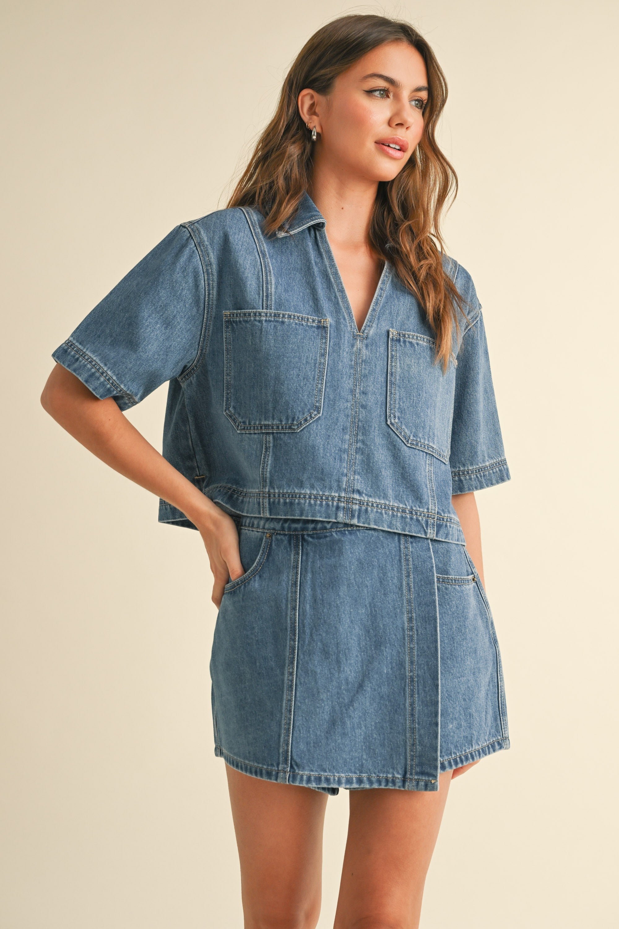 NYLAND Idaline Pocket Front Denim Shirt