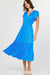 NYLAND Ualani Tulip Sleeve V-Neck Midi Dress Azure Blue