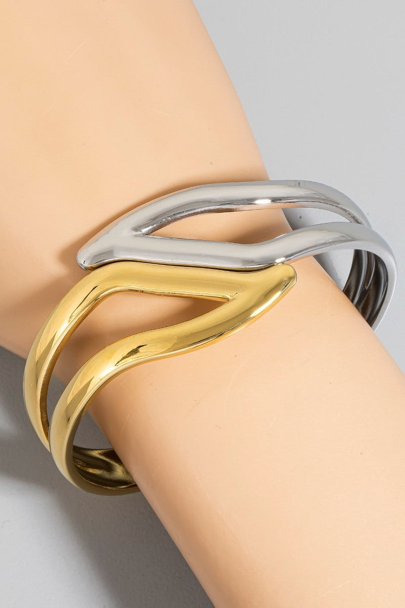 NYLAND Sunniva Stainless Steel Two Tone Hinge Bangle Bracelet