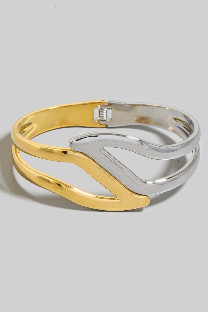 NYLAND Sunniva Stainless Steel Two Tone Hinge Bangle Bracelet