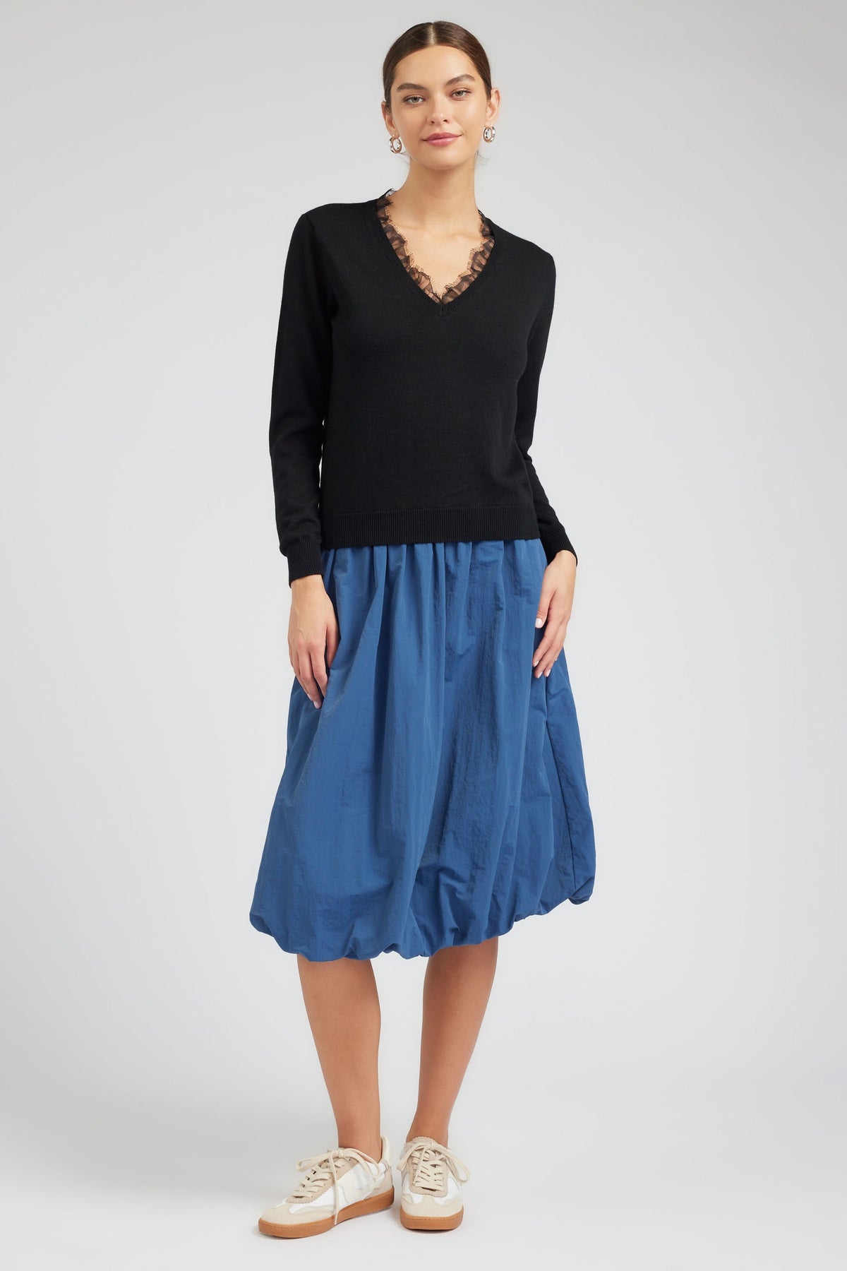 NYLAND Aspen V-Neck Lace Detail Sweater