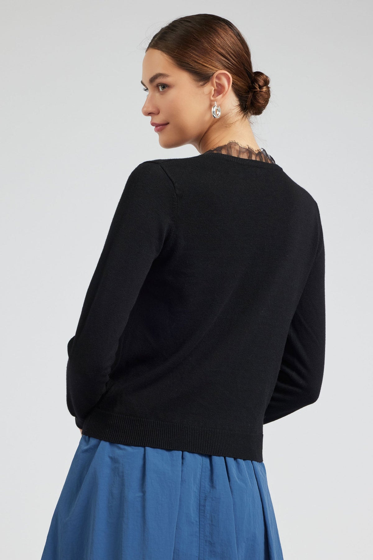 NYLAND Aspen V-Neck Lace Detail Sweater