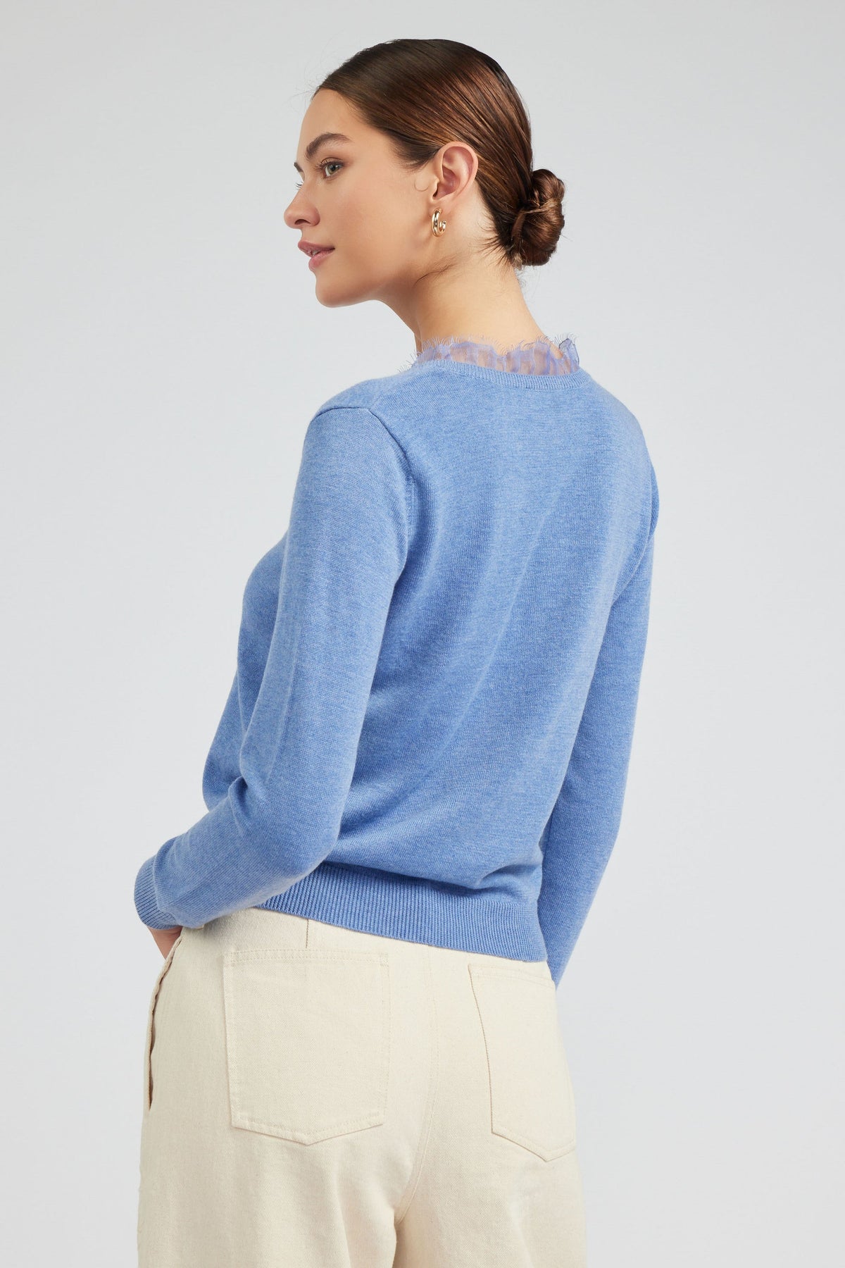 NYLAND Aspen V-Neck Lace Detail Sweater