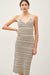 NYLAND Betsy Crochet Striped Knit Midi Dress Taupe