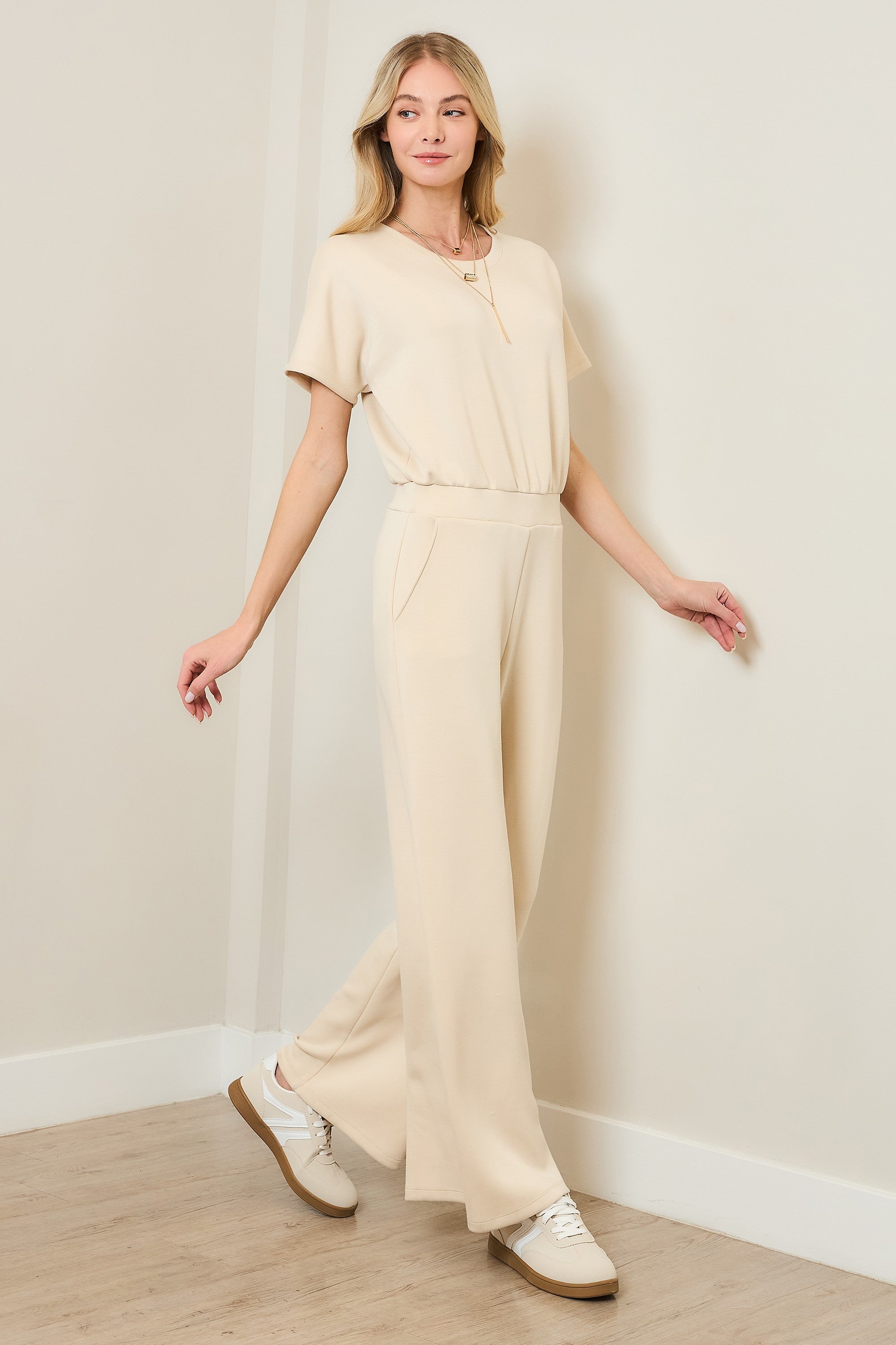 DEON Techno Suave Drop Shoulder Jumpsuit W Pockets Oat