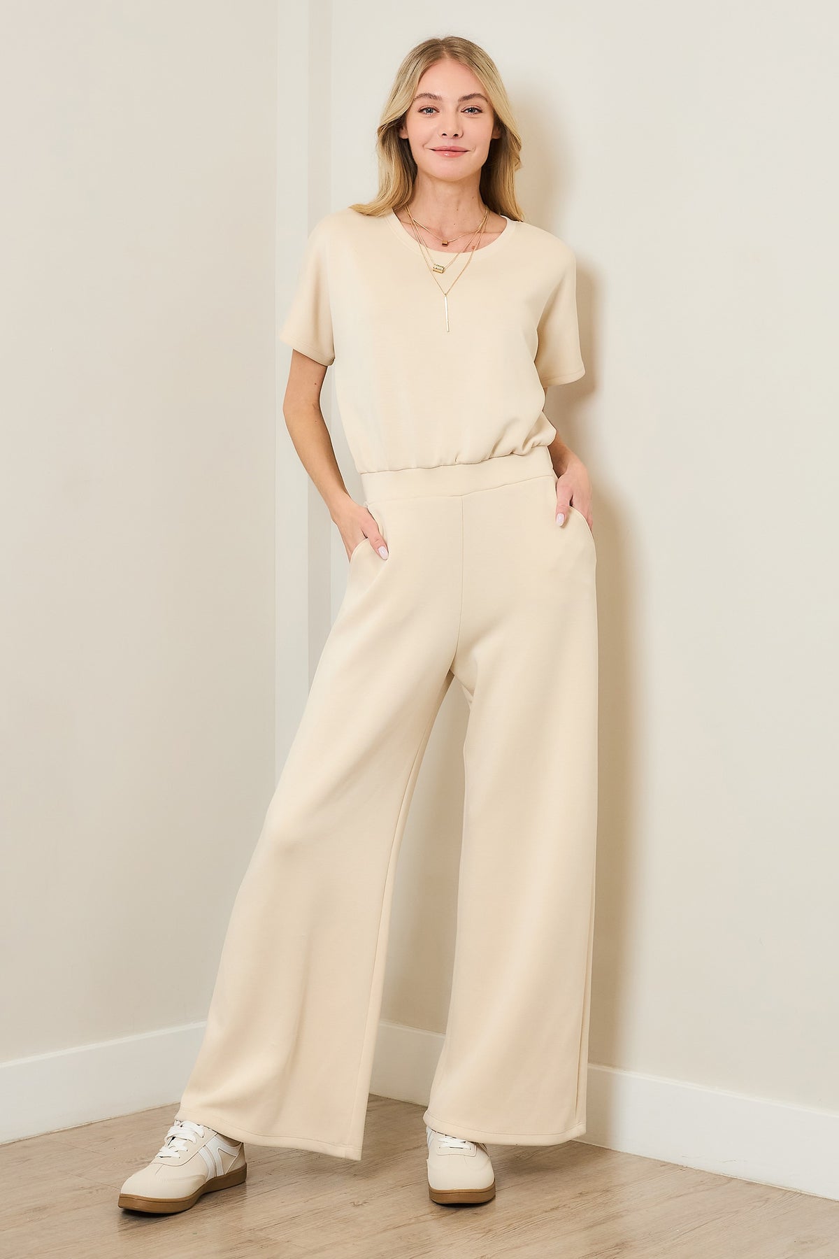 DEON Techno Suave Drop Shoulder Jumpsuit W Pockets Oat