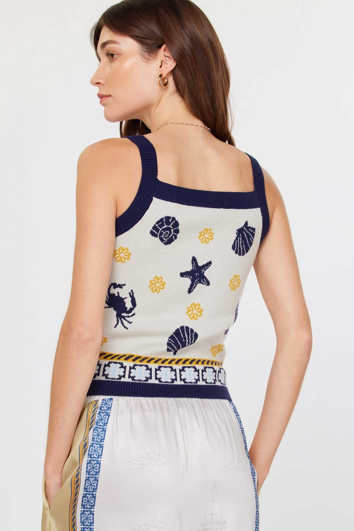 Gild Maeva Square Neck Sweater Cropped Tank Sea Shell