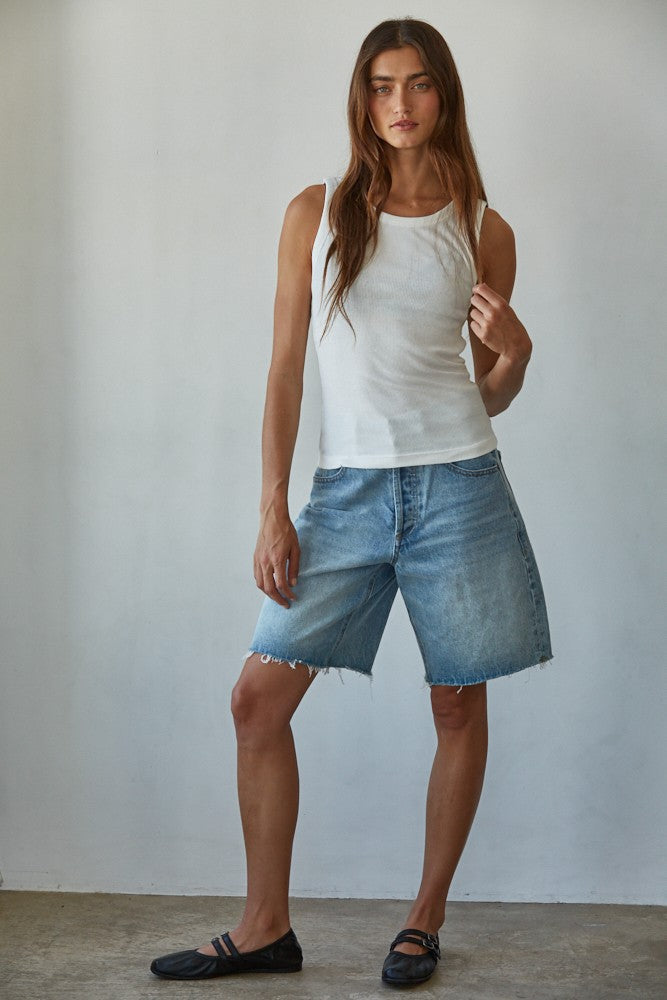 DEON Denny Everyday Ribbed Contour Tank Knit Off White