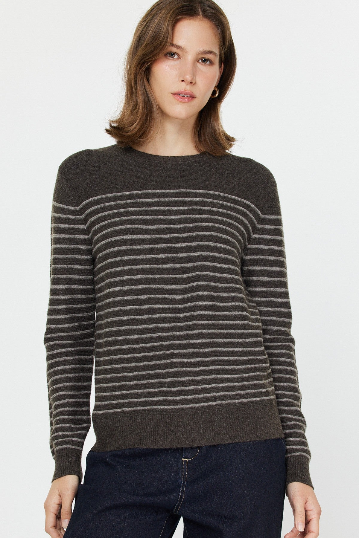 NYLAND Mercer Stripe Pull Over Sweater Charcoal