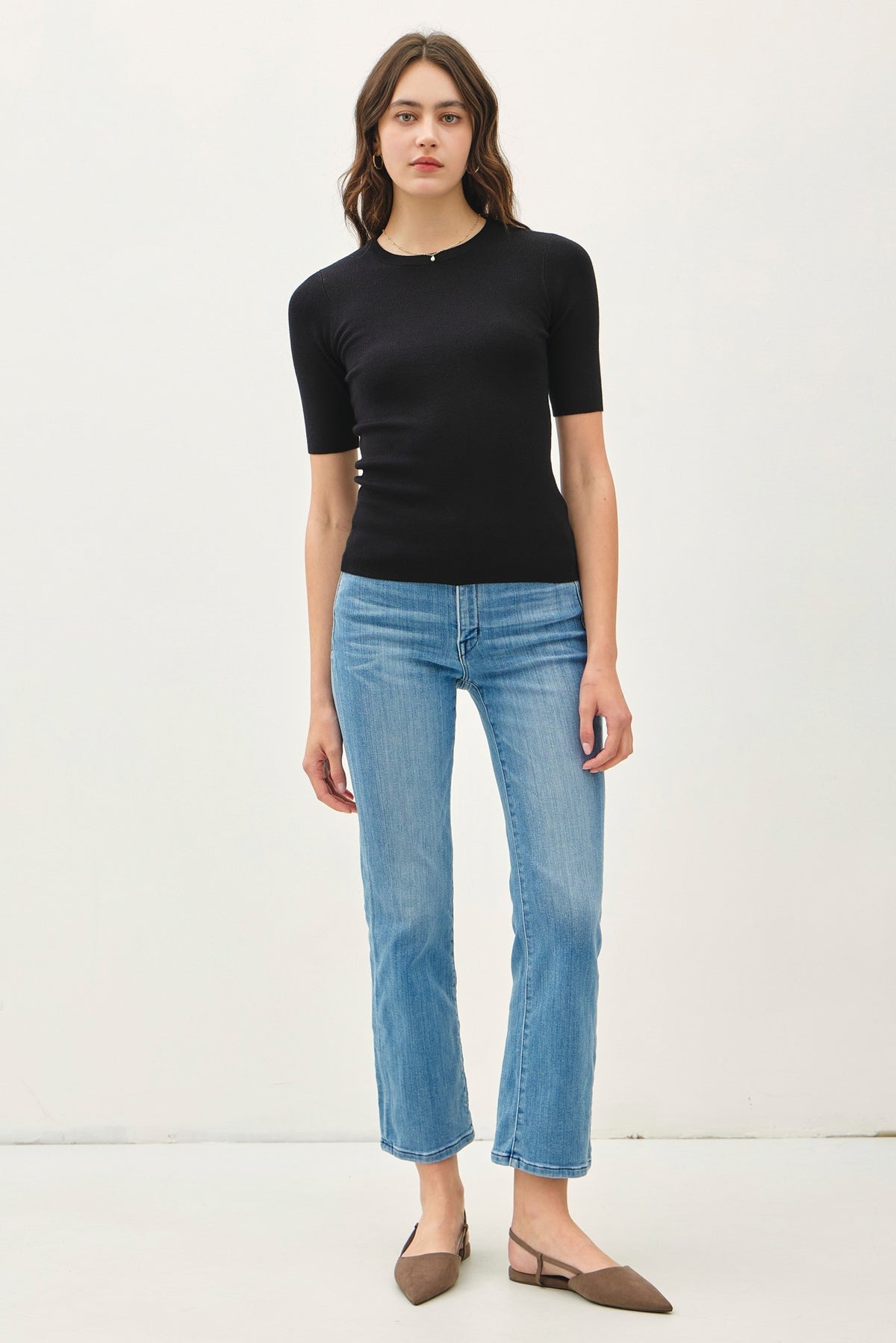 NYLAND Zenna Half Sleeve Rib Knit Top