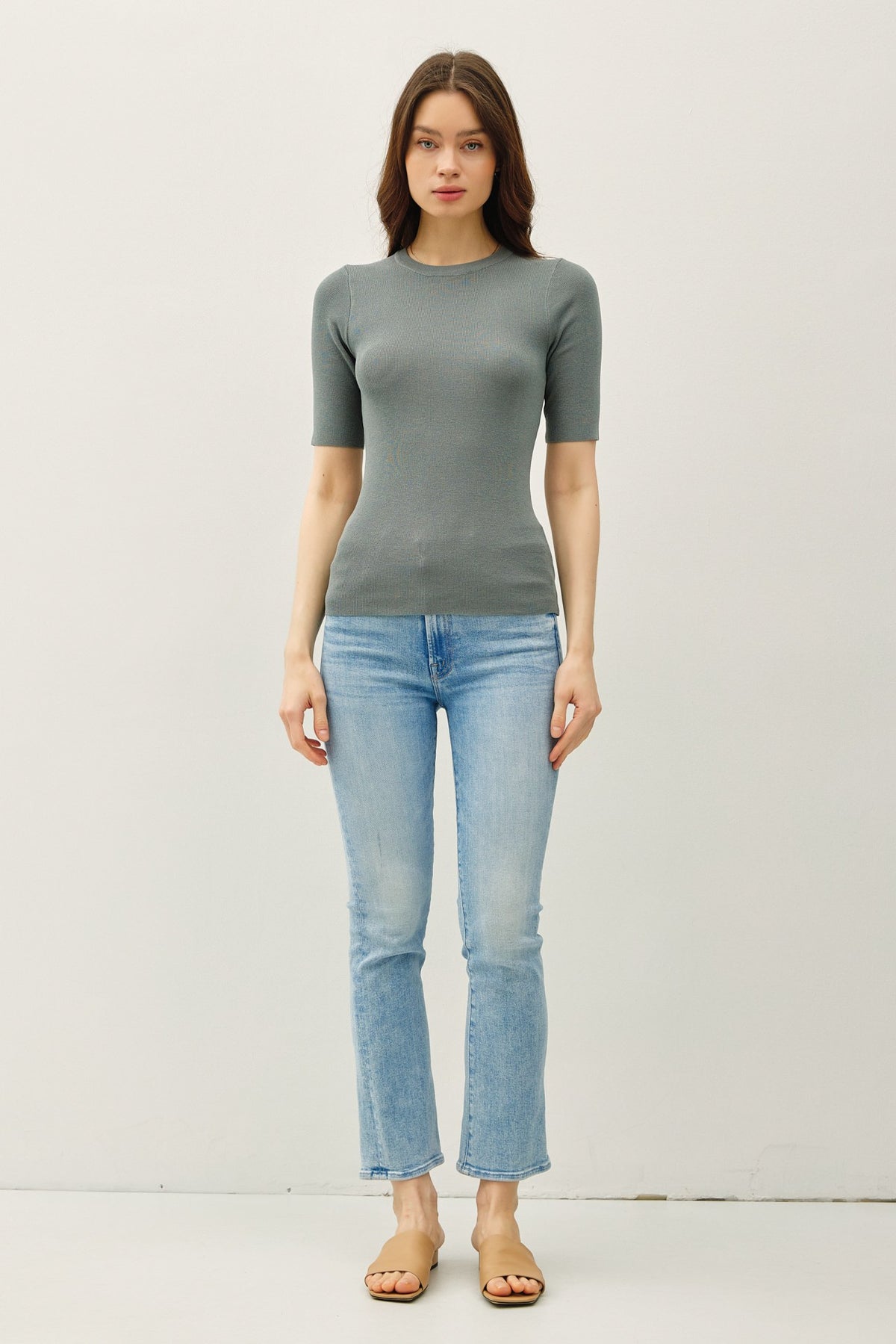 NYLAND Zenna Half Sleeve Rib Knit Top