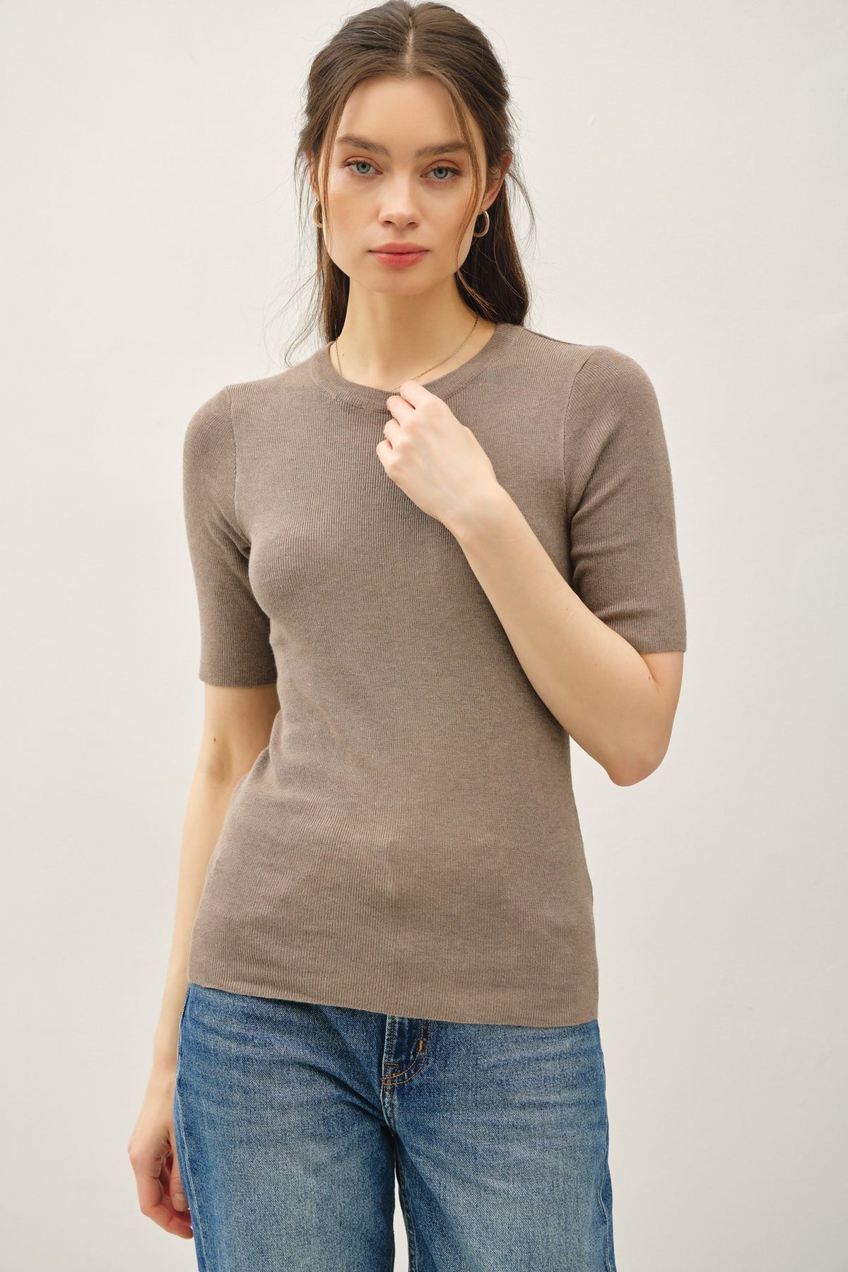 NYLAND Zenna Half Sleeve Rib Knit Top