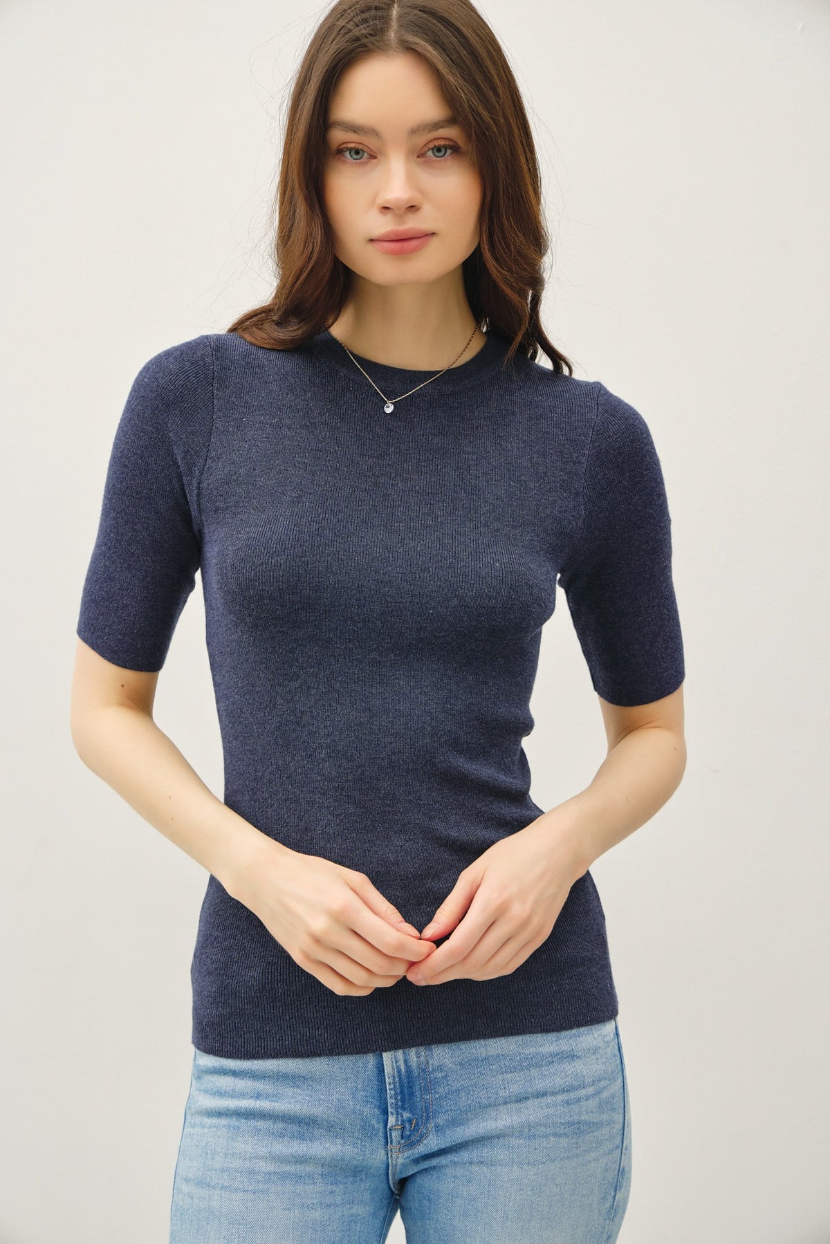 NYLAND Zenna Half Sleeve Rib Knit Top