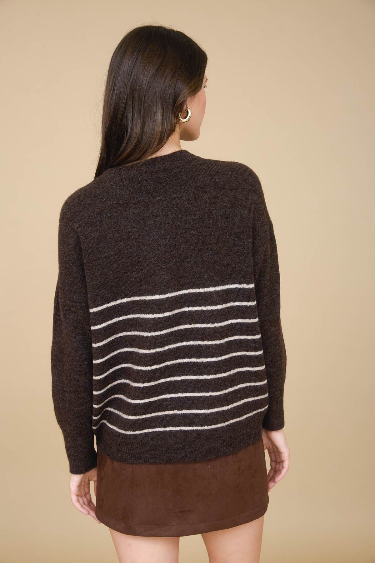 NYLAND Lucissa Stripe Front Seam Detail Long Sleeve Sweater