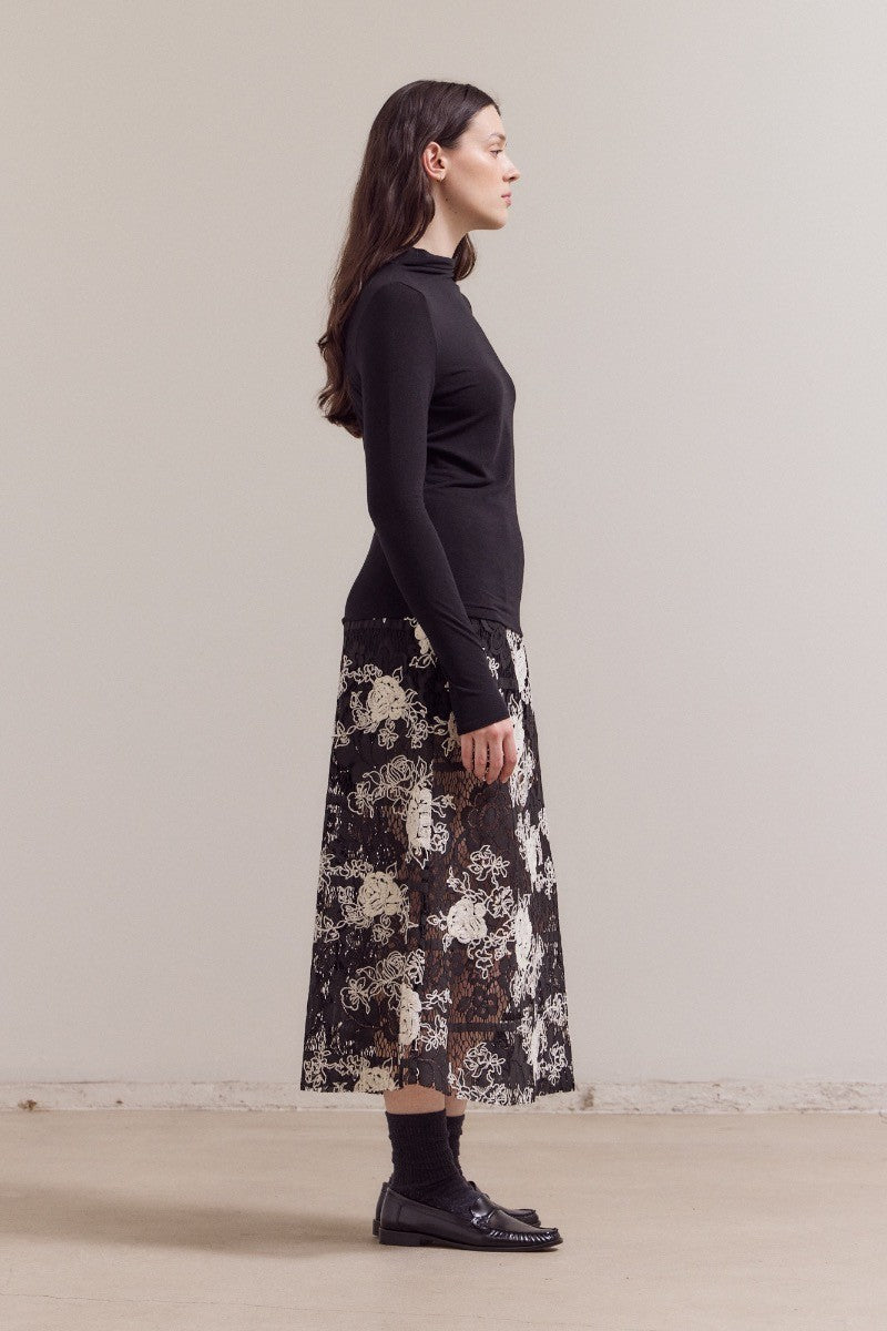 NYLAND Salvatrix Mock Neck Fitted Jersey Top