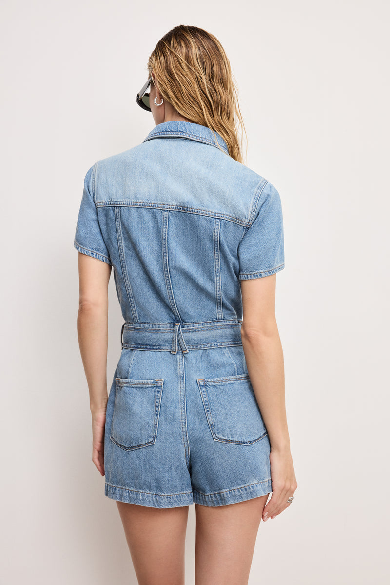 Good American Fit For Success Lite Linen Denim Romper
