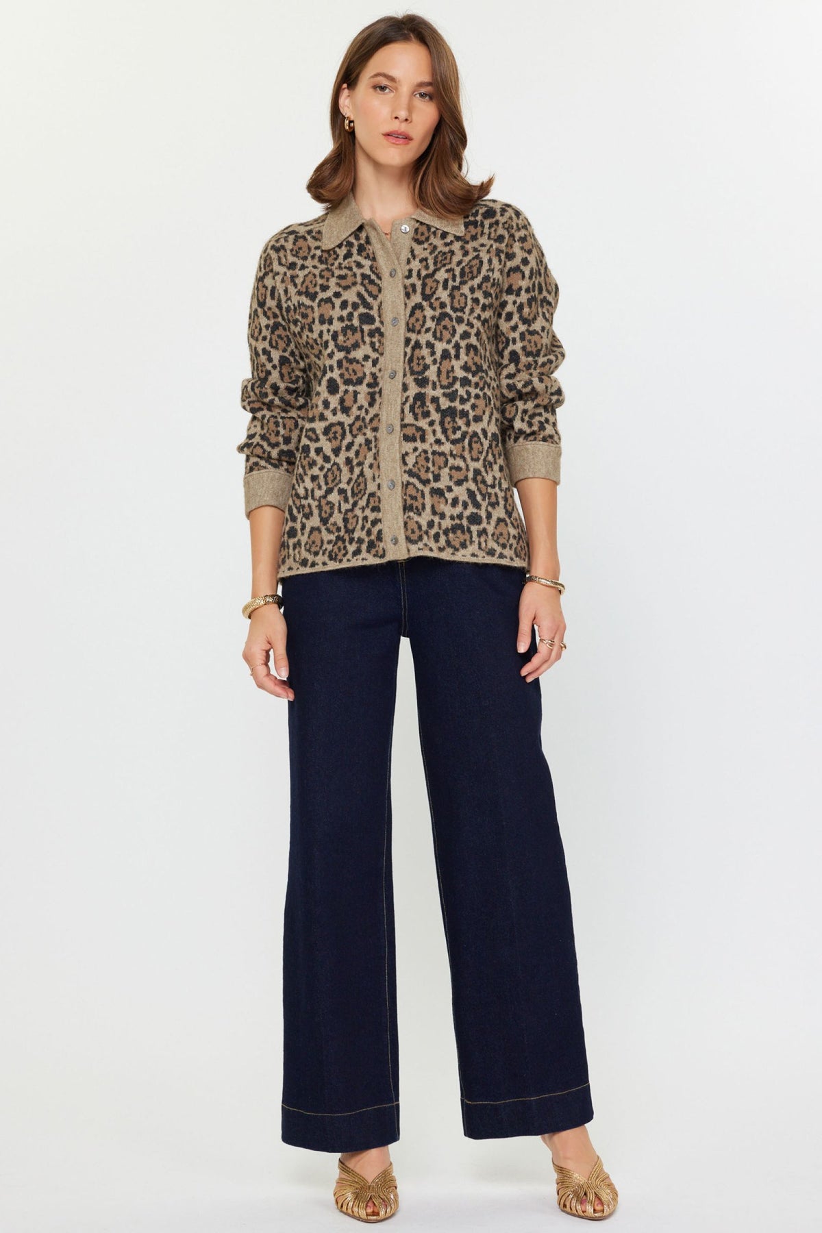 NYLAND Delyth Button Up Jacquard Knit Shacket