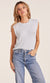 Bobi Raw Edge Sleeveless Crew Neck Tee White